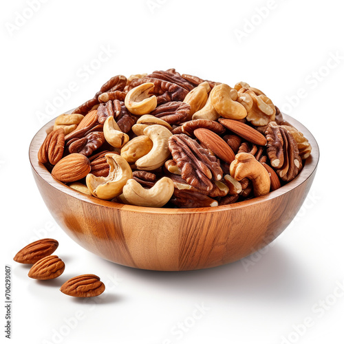 fresh bowl of crushed nuts on transparent background created with Generative Ai