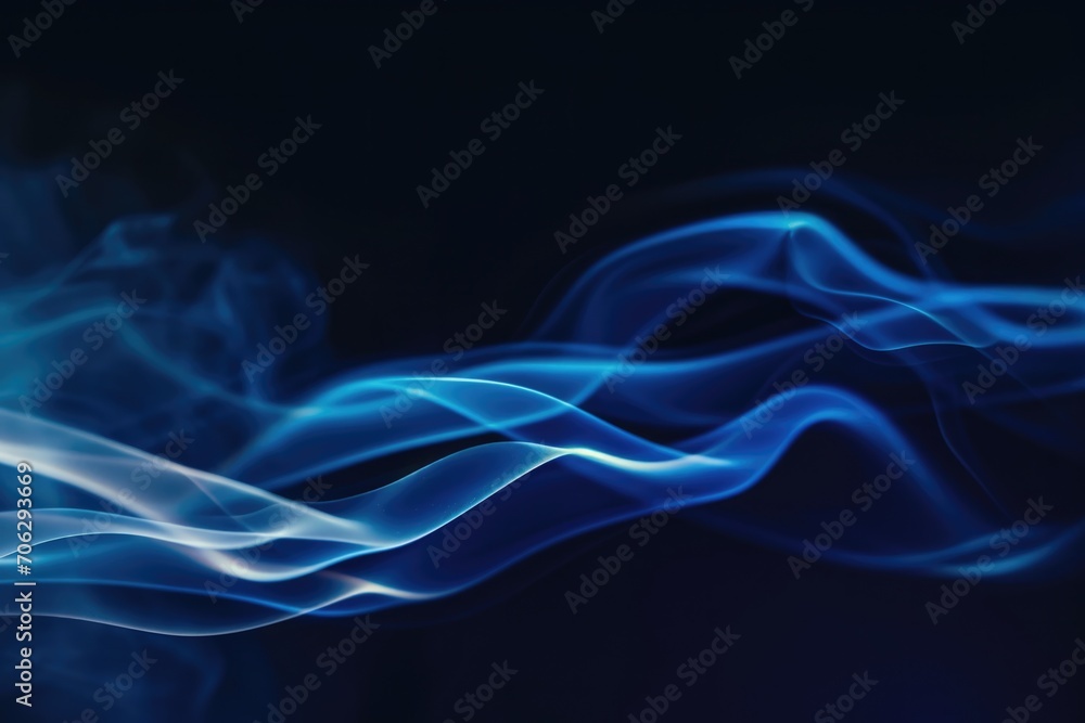 Blue Smoke Movement on Black Background - Abstract Dynamic Flow and Swirl Blue Smoke Movement on Black Background - Abstract Dynamic Flow and Swirl