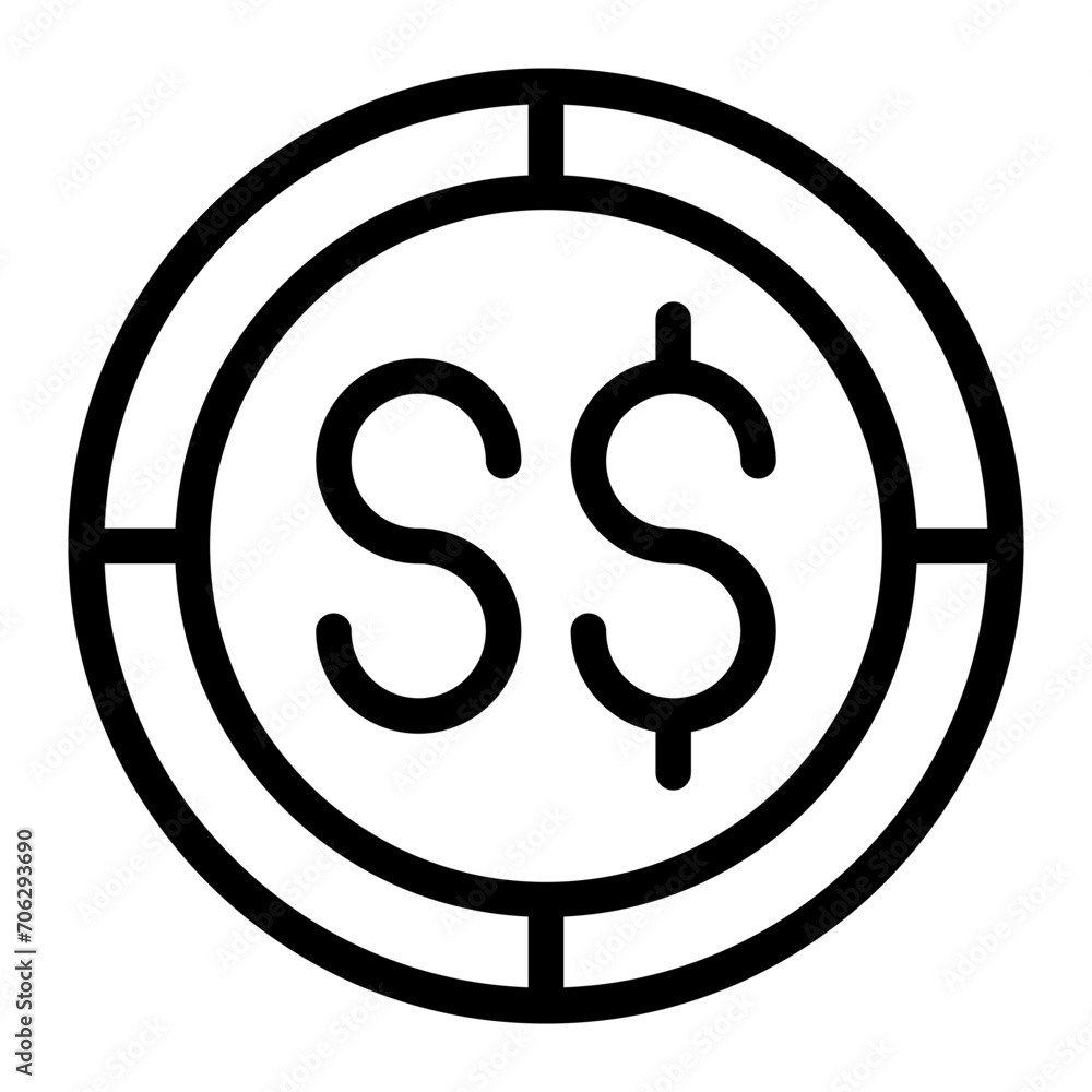 Dollar coin singapura icon. Outline dollar coin vector icon for web design isolated on white background Dollar coin singapura icon. Outline dollar coin vector icon for web design isolated on white background