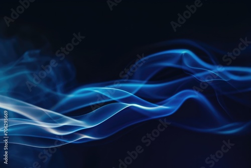 Blue Smoke Movement on Black Background - Abstract Dynamic Flow and Swirl