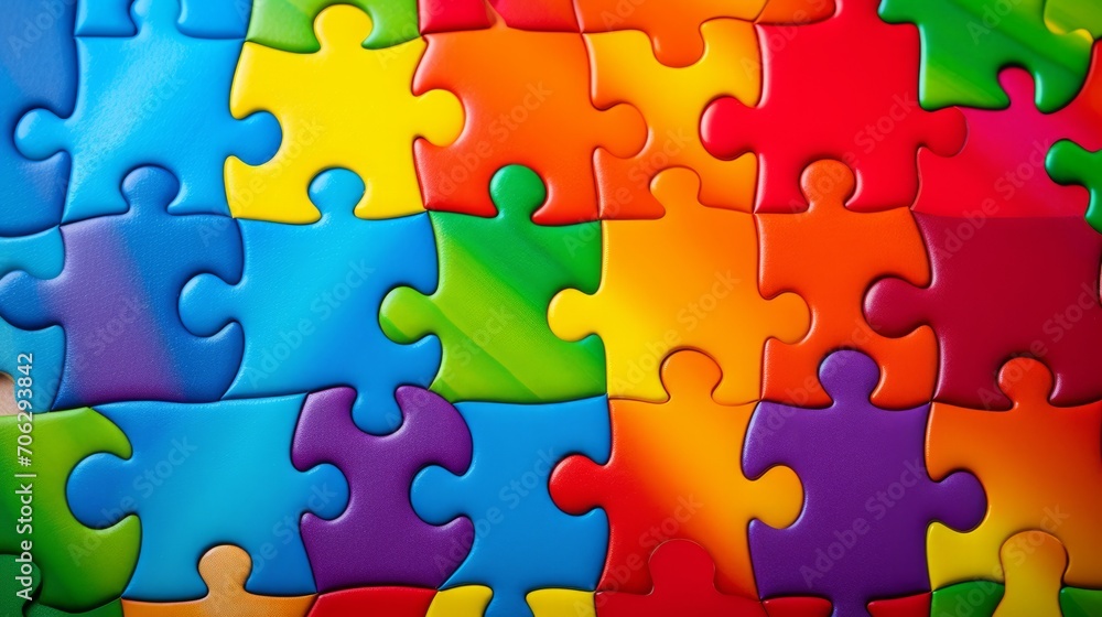 AI illustration of A creative arrangement of multicolored jigsaw puzzle pieces. AI illustration of A creative arrangement of multicolored jigsaw puzzle pieces.
