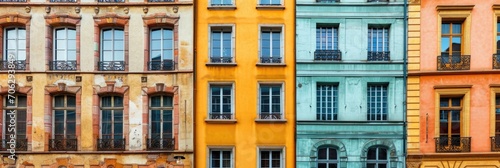 European Charm: Vintage Building Facades in Lyon photo