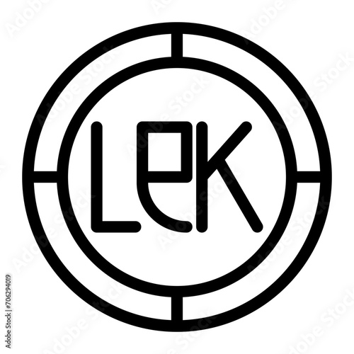 Lek Albania coin icon. Outline LEK coin vector icon for web design isolated on white background
