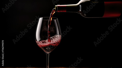 Red Wine Being Poured Into a Glass, Refreshing Beverage in the Making