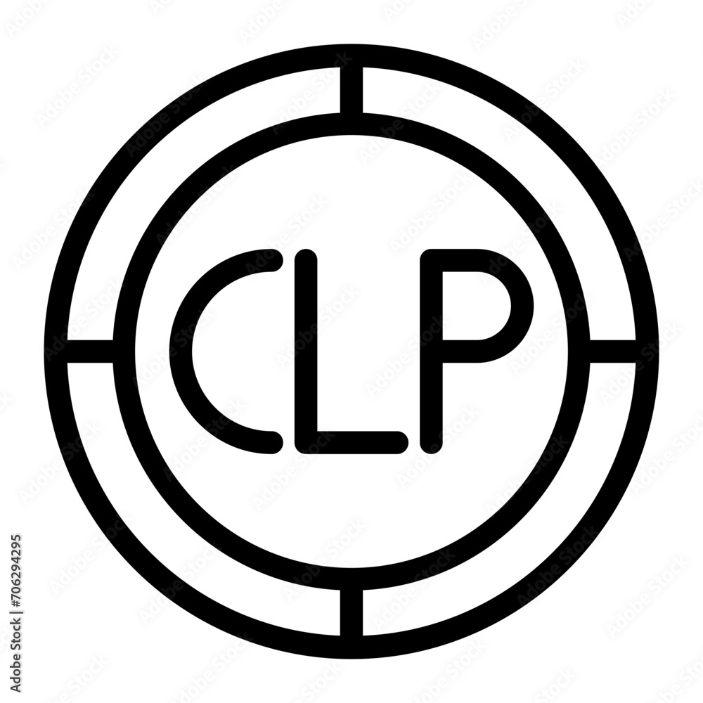 Peso Chili icon. Outline CLP vector icon for web design isolated on white background Peso Chili icon. Outline CLP vector icon for web design isolated on white background