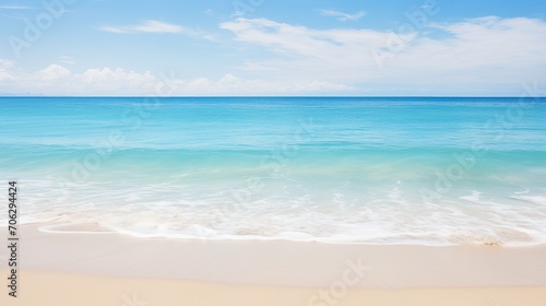 AI illustration of A scenic view of a beach with waves lapping up against the shoreline. © Wirestock