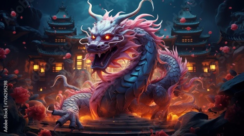 Happy chinese new year 2024 , the glowing dragon zodiac © Tn