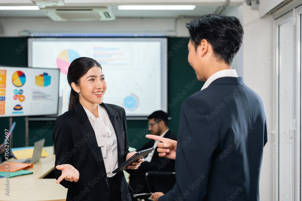 Asian business people team analyzing statistics financial. Team of businesspeople Meeting Conference Discussion Corporate Concept in office. Asian business people team analyzing statistics financial. Team of businesspeople Meeting Conference Discussion Corporate Concept in office.