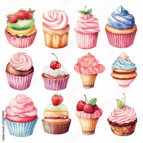 Assorted Desserts Watercolor Collection