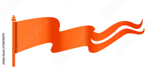 Hindu holy flag with orange color. Bhagwa flag on white background.