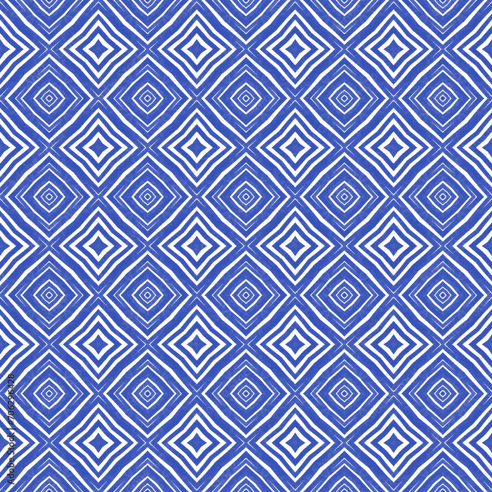 Ikat repeating swimwear design. Indigo Ikat repeating swimwear design. Indigo