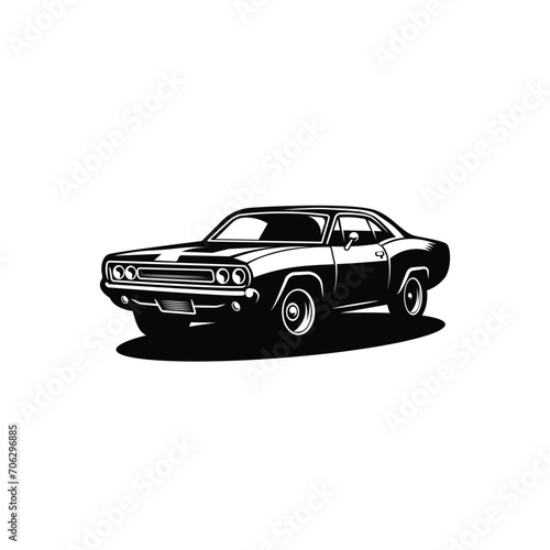 vintage retro muscle car vector illustration.