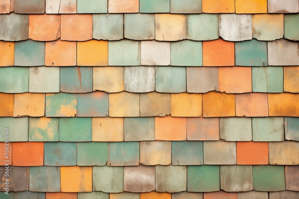 Fototapeta premium faded wooden shingles, layered and old