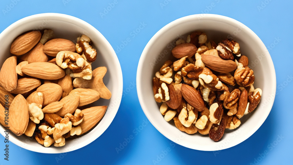 Bowl with almonds raisins walnuts and more Bowl with almonds raisins walnuts and more