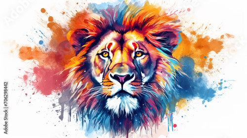 watercolor_lion_head_on_white_background