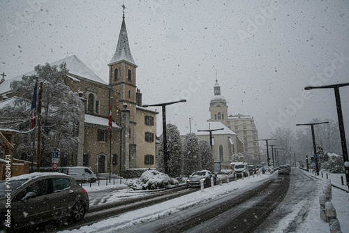 Chute de neige du 09/01/2024 à Annecy, 10cm en 3h. Haute-Savoie, France.