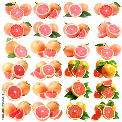 Set of grapefruit isolated