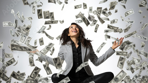 woman under money flow
