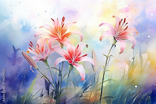 watercolor art of beautiful flowers generative ai