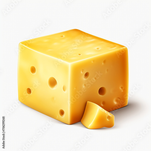 piece of cheese with a square shape on transparent background