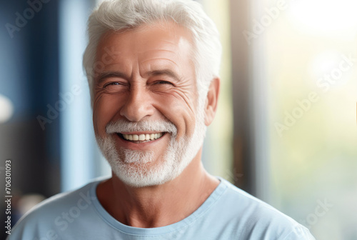 handsome smiling caucasian elderly man close up photo