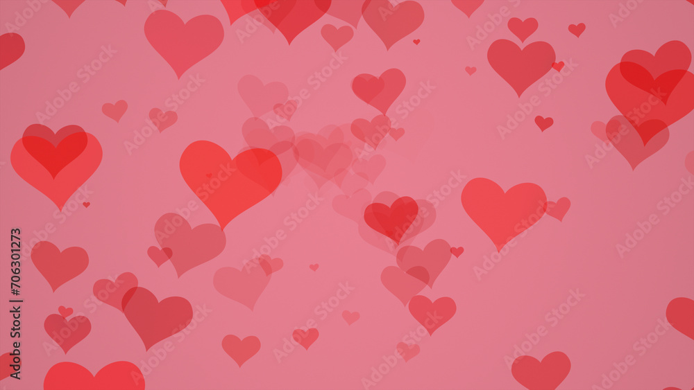 Red Hearts On Pink Background