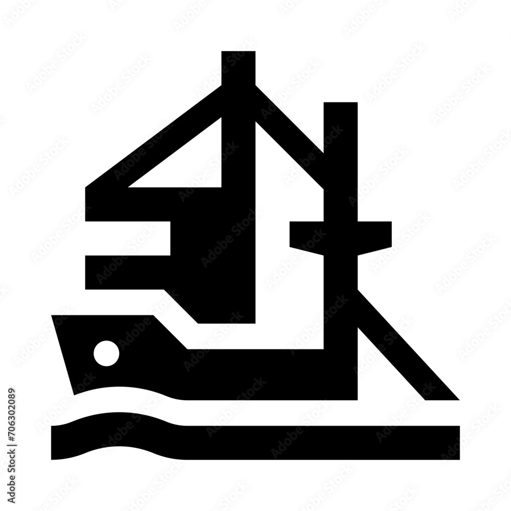 Obraz premium Fishing Boat Solid Icon