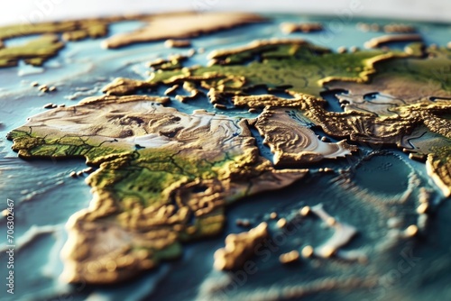 A detailed close-up view of a map of the world. Perfect for educational materials or travel-related projects