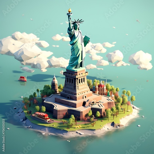 a statue of liberty island concept photo