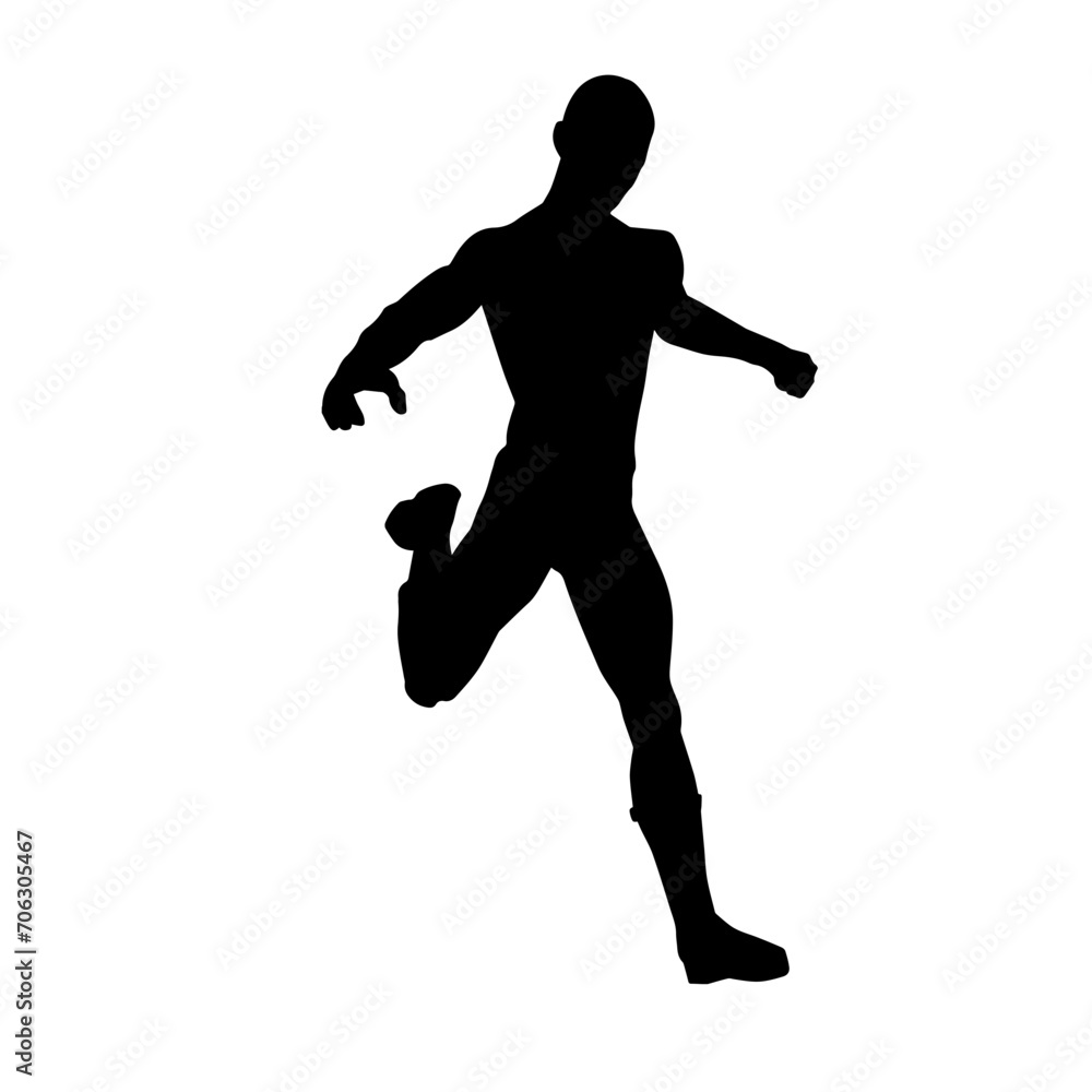 Silhouette of a sporty man in running pose. Silhouette of a male run pose.