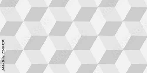 Background of cube geometric pattern grid backdrop triangle. Abstract cubes geometric tile and mosaic wall or grid backdrop hexagon technology. white and gray geometric block cube structure. © MdLothfor