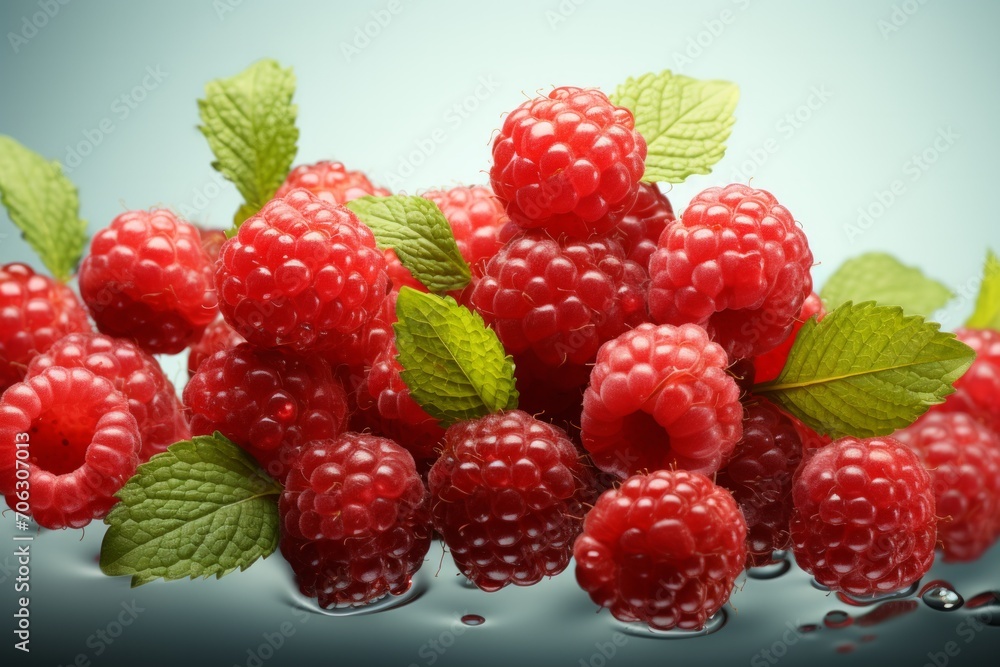 raspberry on a white background. Fresh ripe raspberries with green leaves and water splash on white background. berries falling into water with splash isolated on black background. Concept of healthy raspberry on a white background. Fresh ripe raspberries with green leaves and water splash on white background. berries falling into water with splash isolated on black background. Concept of healthy