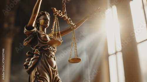 A statue of Lady Justice holding a sword. Suitable for legal, justice, and law-related themes