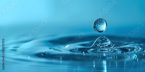macro close up of a water droplet dropping making wave - generative ai