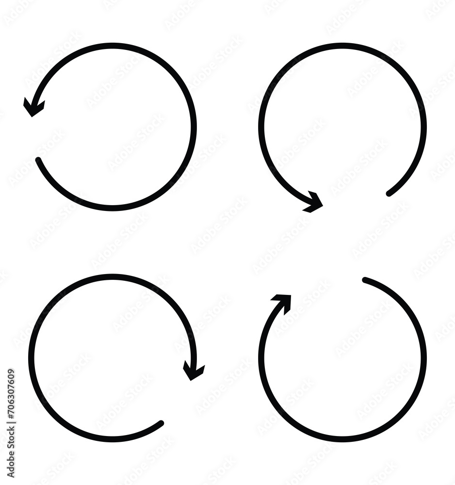 4 set of round circle arrow icon. Simple illustration of round circle arrow vector icon for web design isolated on white background 4 set of round circle arrow icon. Simple illustration of round circle arrow vector icon for web design isolated on white background