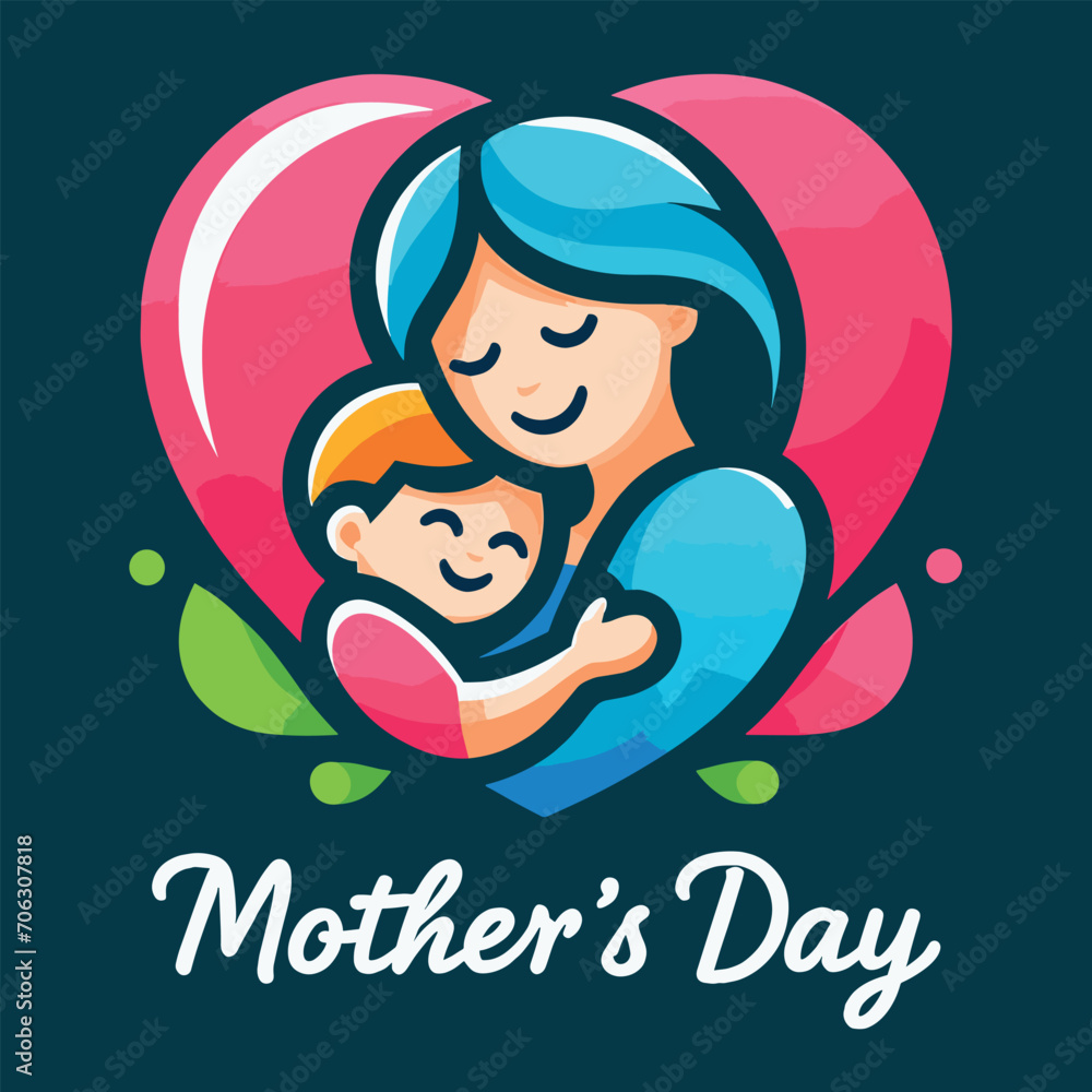 Happy Mother's day logo vector illustration, Generative Ai Happy Mother's day logo vector illustration, Generative Ai