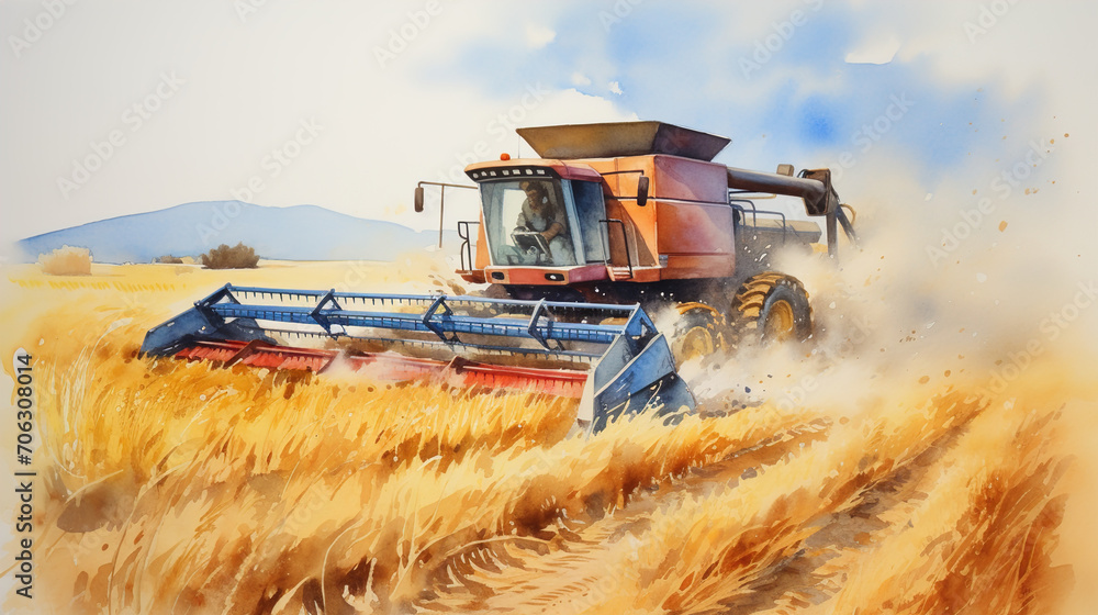 Obraz premium combine harvester on field
