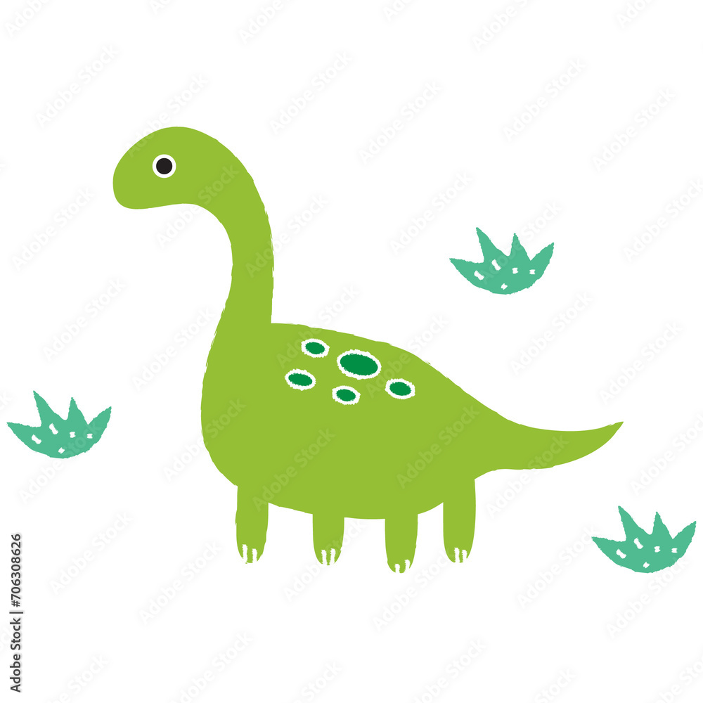 Obraz premium Dino funny characters, dinosaur cartoon elements. Pterodactyl and t-rex, adorable dinos. 