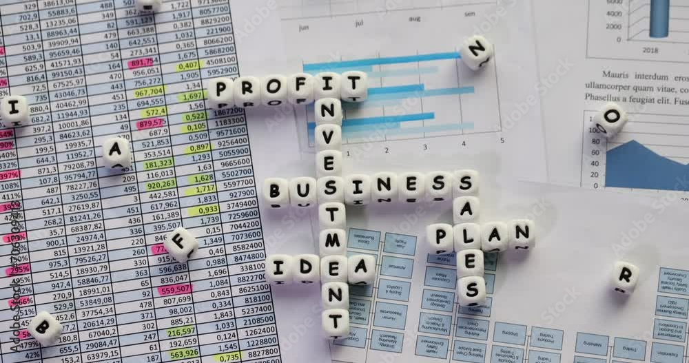 Crossword puzzle made from blocks on financial documents Crossword puzzle made from blocks on financial documents