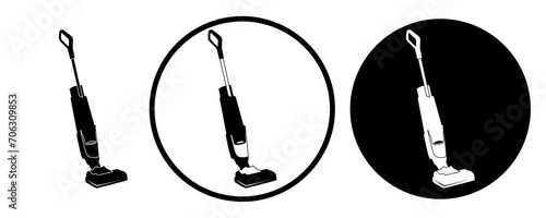 set Modern vacuum cleaner icon. Electronics cleaner logo design vector illustration photo