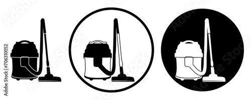 set Canister vacuum cleaner. home cleaning logo vector illustration