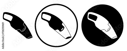 set steam handheld vacuum cleaner icon vector illustration
