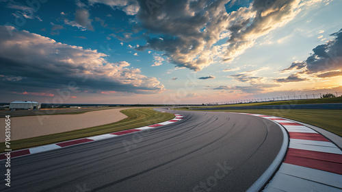 Curved racing track and beautiful weather
