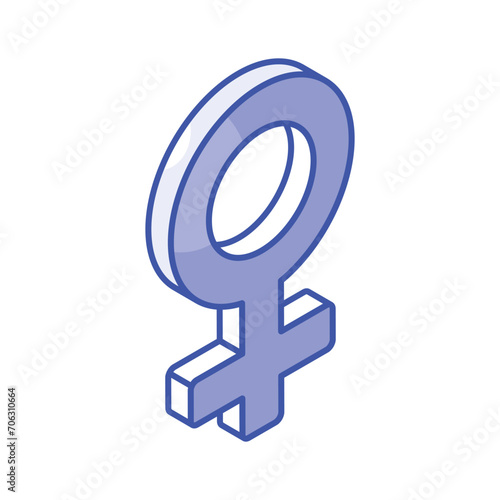 An amazing isometric icon of female symbol, masculine concept