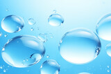 Transparent blue bubbles float on the blue water