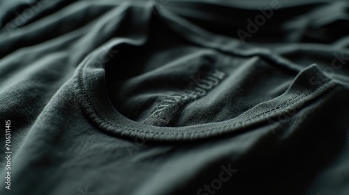 A detailed view of a t-shirt placed on a bed. Suitable for fashion, clothing, or lifestyle themes