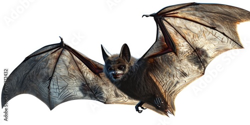 A large bat flying through the air. Suitable for Halloween-themed designs and nature-related projects