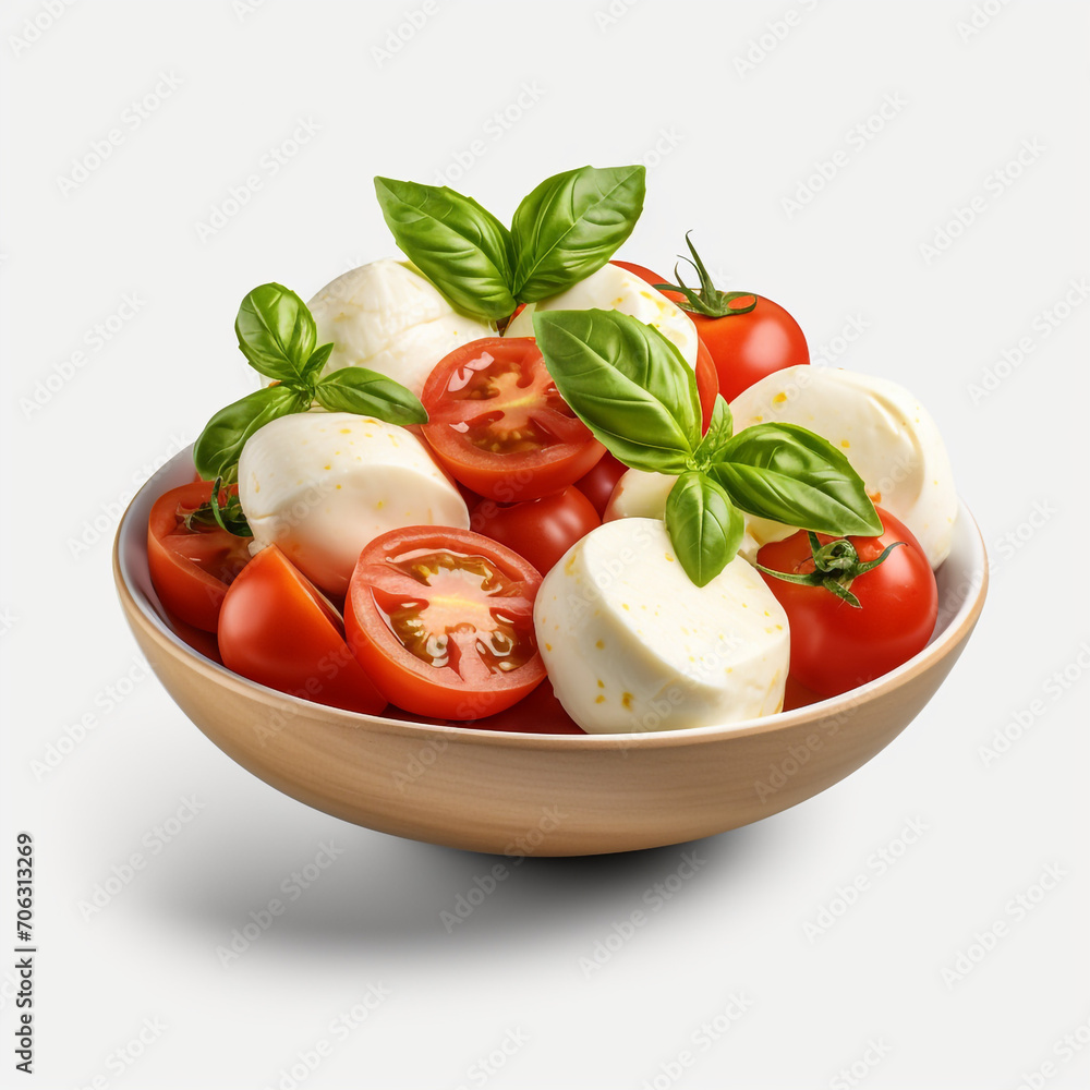 bowl of fresh tomato and mozzarella cheese with basil on a transparent background created with Generative Ai bowl of fresh tomato and mozzarella cheese with basil on a transparent background created with Generative Ai