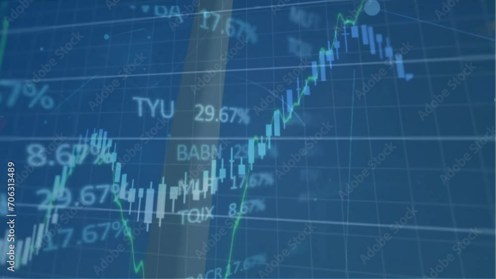 Animation of wind turbine and financial data processing Animation of wind turbine and financial data processing