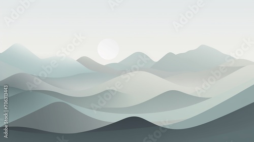 Serene Layered Mountain Landscape: Minimalist Abstract for Calm Settings